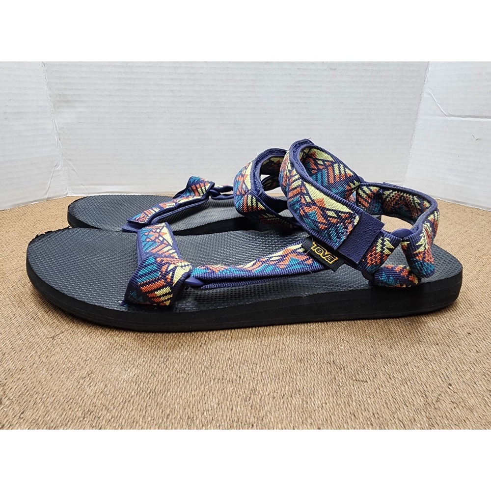 Teva Sandals Mens Size 12 Blue Orange Yellow Aztec Design 1004006